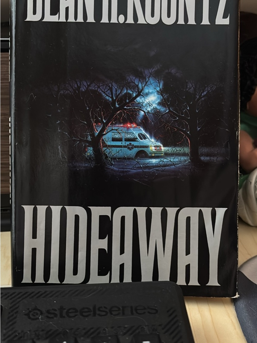 Hideaway by Dean R. Koontz - Black Cover with Night Ambulance Artwork